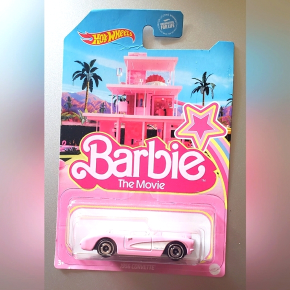 Barbie Other - Barbie the Movie Hot Wheels Pink Corvette Retro Car 2023 NEW